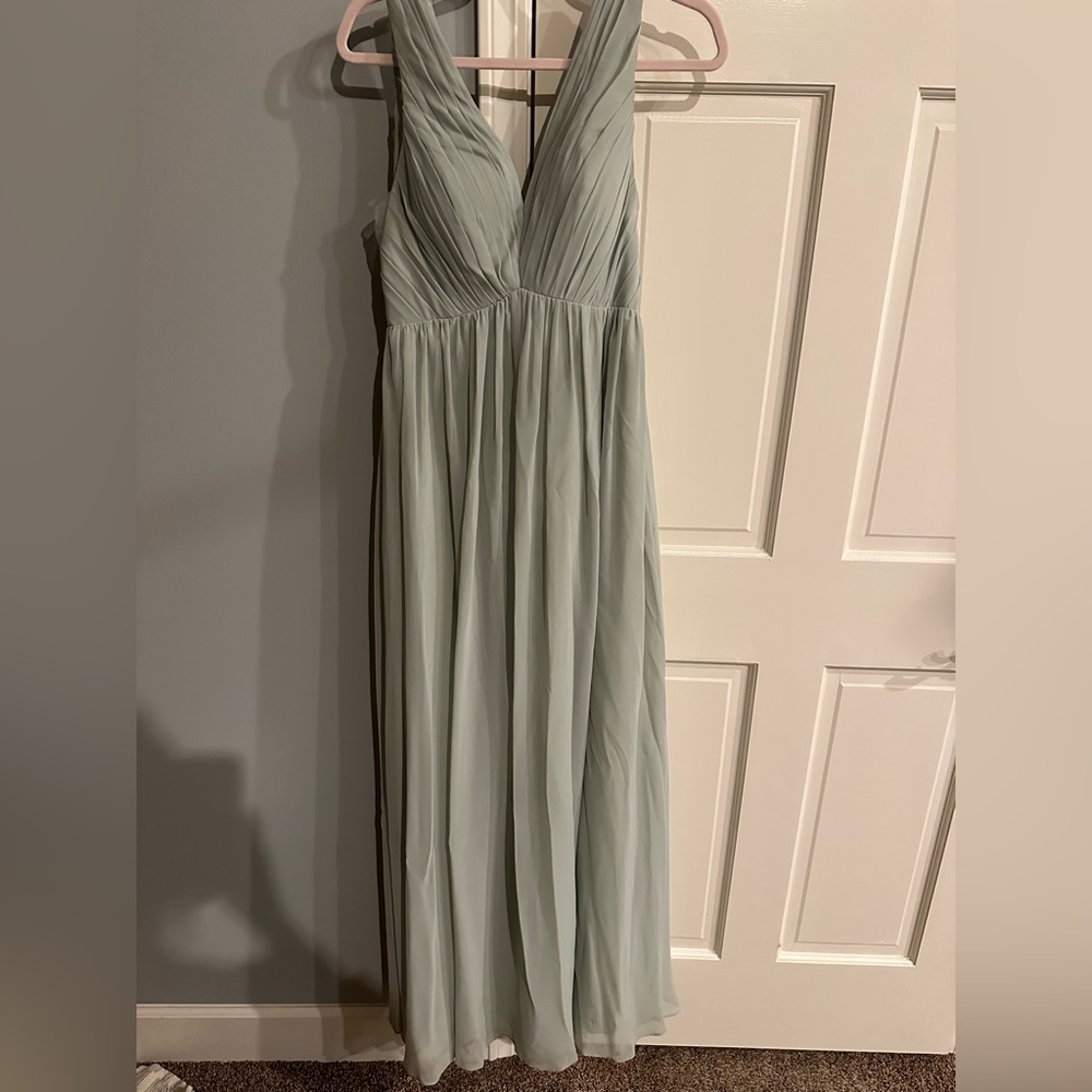 Azazie sage size A4 bridesmaid dress